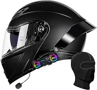 Motorcycle Helmet Bluetooth, DOT Approved Modular Motorcycle Helmets with Dual Visor, Flip Up Full Face Helmet for Adults Men Women