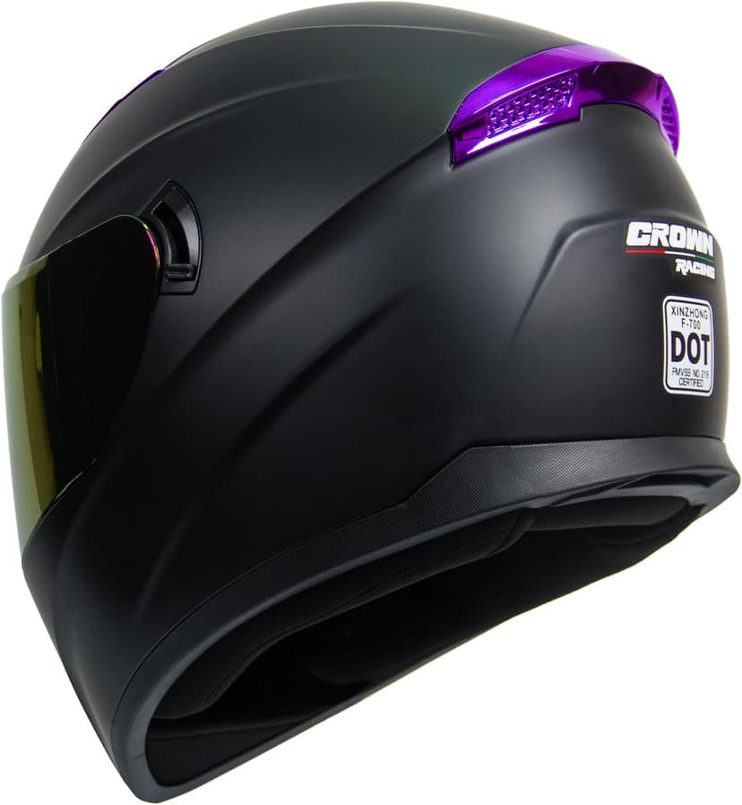 F-700 Full Face Motorcycle Helmet for Adults, DOT FMVSS 218 Certified Street Bike Helmet with Tinted Shield, Clear Replacement Visor and Removable Liner