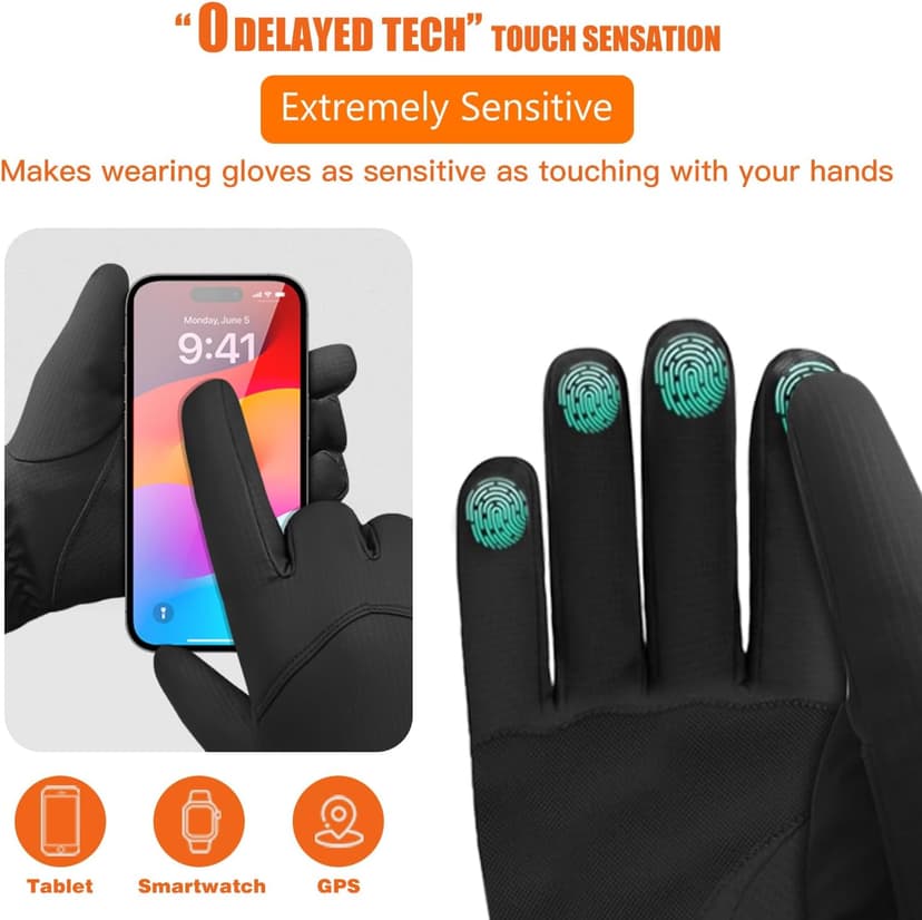 Hiramex Winter Waterproof Gloves Men Women, Windproof Warm Ski Gloves for Cold Weather, Touch Screen Snow Warm, Running Driving Cycling