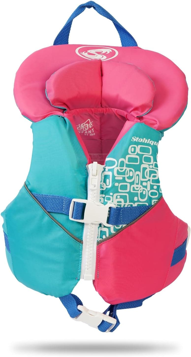 Stohlquist Infant Life Jacket, US Coast Guard Approved, Type II Life Vest (20-30 lbs) for Babies and Toddlers, Support Collar with Grab Handle, PFD for Pools, Lakes and Boating