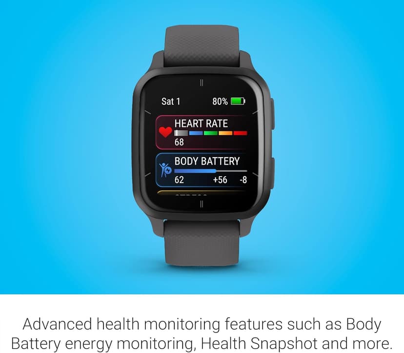 Garmin Venu® Sq 2 GPS Smartwatch - AMOLED Display, All-Day Health Monitoring, Long Battery Life, Activity & Heart Rate Tracker, Slate and Shadow Gray