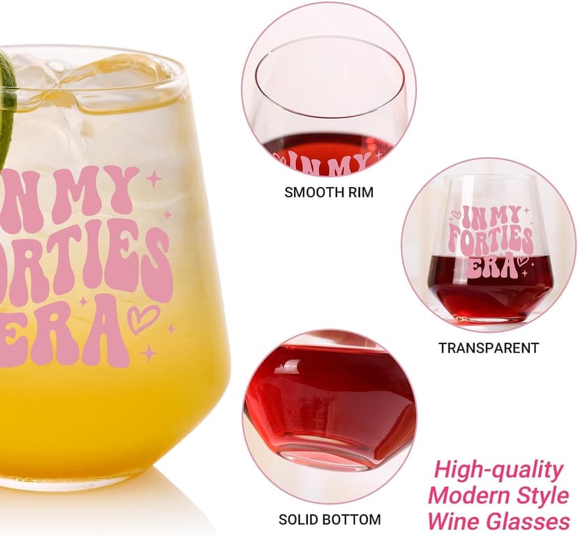 40th Birthday Gifts For Her - In My 40s Era Wine Glass, Best 40th Birthday Gifts For Women, 40 Years Old Gifts For Sister, Son, Daughter, Mom, Best Friend, Birthday Glass For Decorations, 18oz