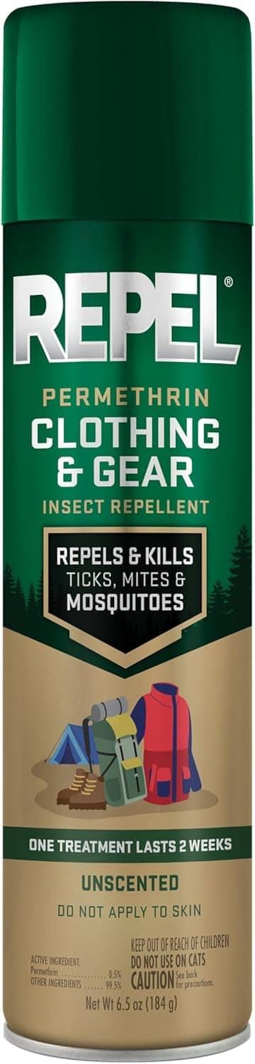 Repel Permethrin Clothing & Gear Insect Repellent, Use on Outdoor Gear, Tents and Sleeping Bags, Repels Mosquitoes, Ticks, Mites, (Aerosol Spray) 6.5 fl Ounce
