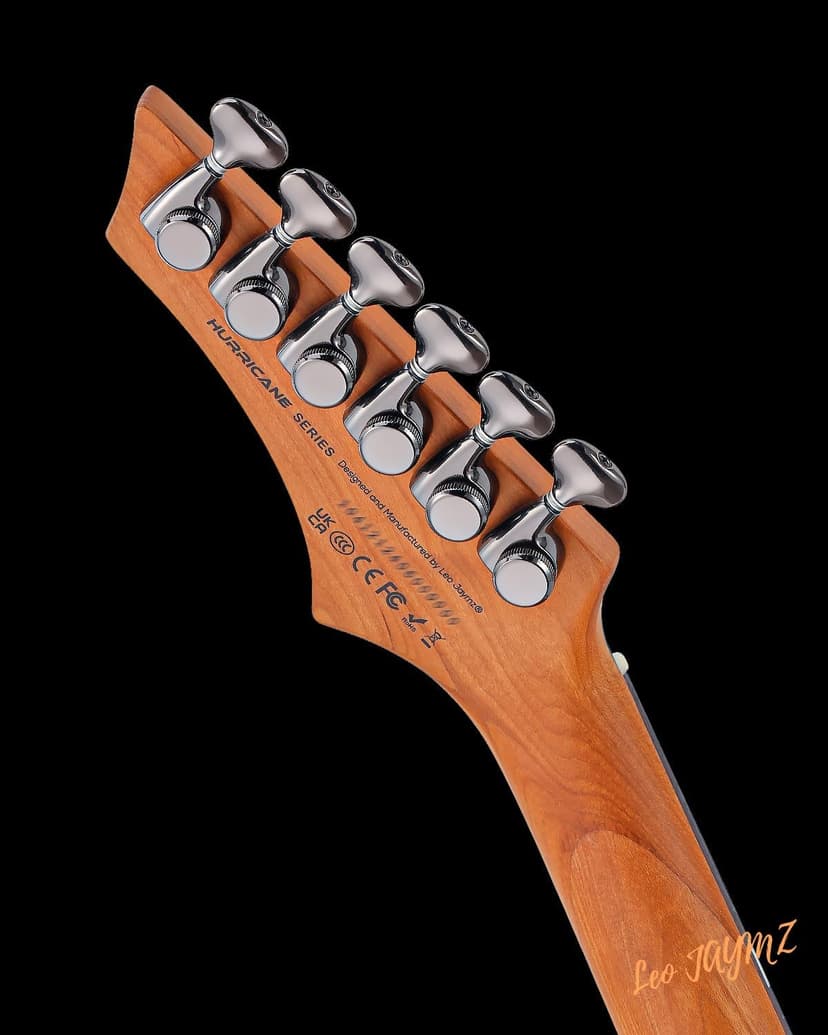 Leo Jaymz Electric Guitar Hurricane Deluxe See What You Get Series, Mahogany Body, Roasted Maple Neck, Rosewood Fretboard, Locking Tuners, Rounded Frets, Case (S-Grade, VC-0010)