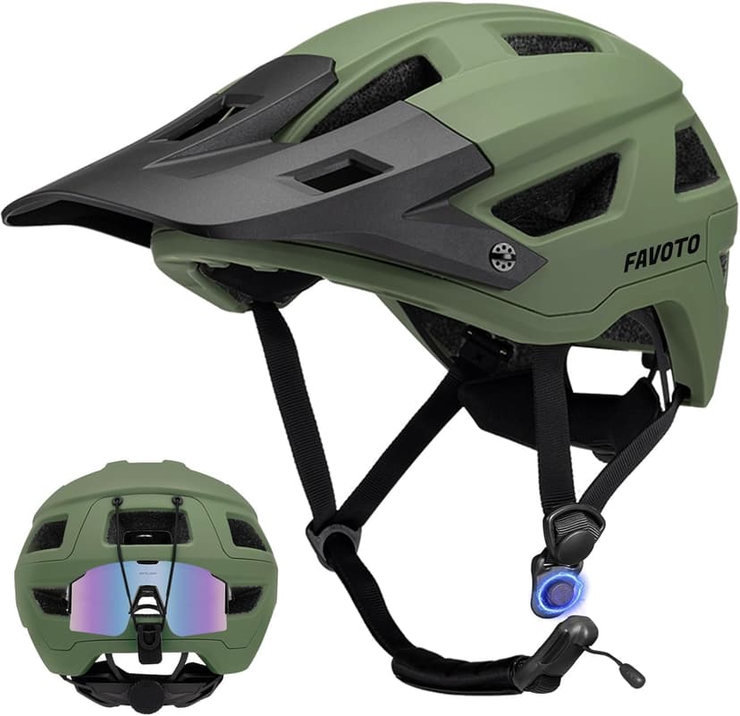 Favoto Adult Mountain Bike Helmet for Men & Women, Magnetic Buckle MTB Helmet with Removable Visor, Lightweight for Commuting & Off-Road Cycling