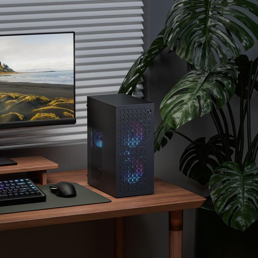 Micro ATX Case PC Case: MATX Case Mini PC ITX Desktop Computer Case Support Micro ATX MATX DTX ITX Mini PC with USB3.0, Support 3.5'' HDD (Black)