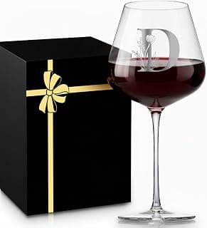 Personalized Crystal Wine Glasses for Women Adult Her Sister Mom Aunt Friend Best ship Grandma Bestie Wife Daughter in Law Lady Birthday Cute Aesthetic Custom Initial Gift Alphabet Present,D B0FLC5V7V7
