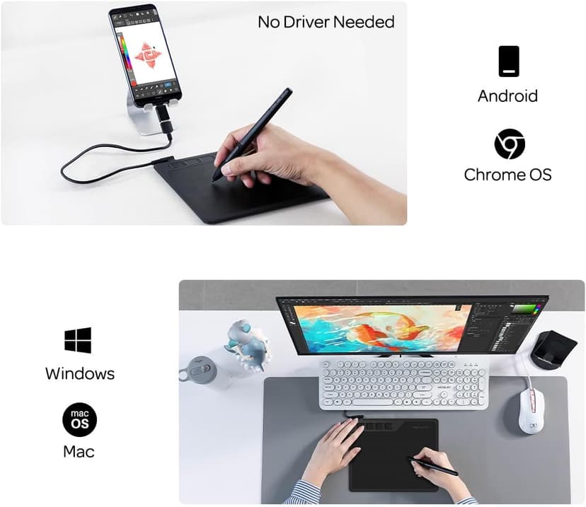 GAOMON S620 Drawing Tablet 6.5 x 4 Inch Graphics Tablet with 8192 Passive Pen 4 Customizable ExpressKeys for Digital Art, Painting, OSU Playing, Compatible with Windows PC, Mac