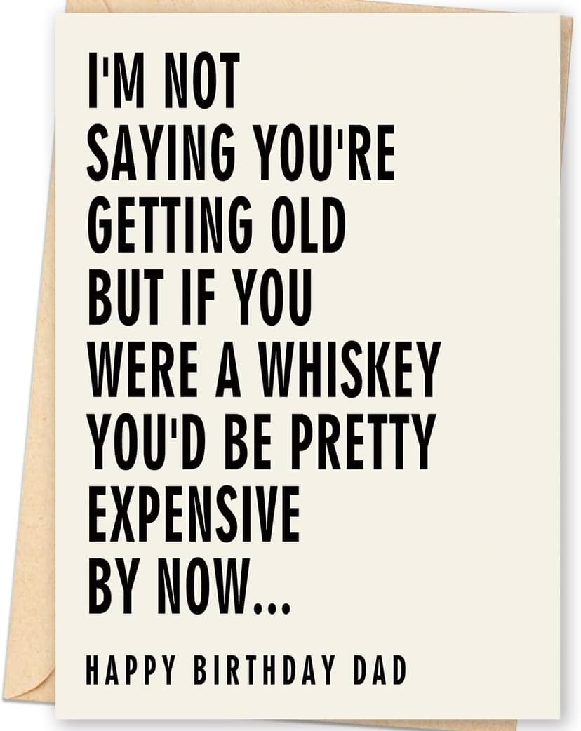 Whiskey Humor Birthday Decoration for Father, Happy Birthday Dad Card with Printed Message Inside FANCYLUCKY Funny Birthday Card Gift for Dad from Son Daughter B0GY3N7SWG