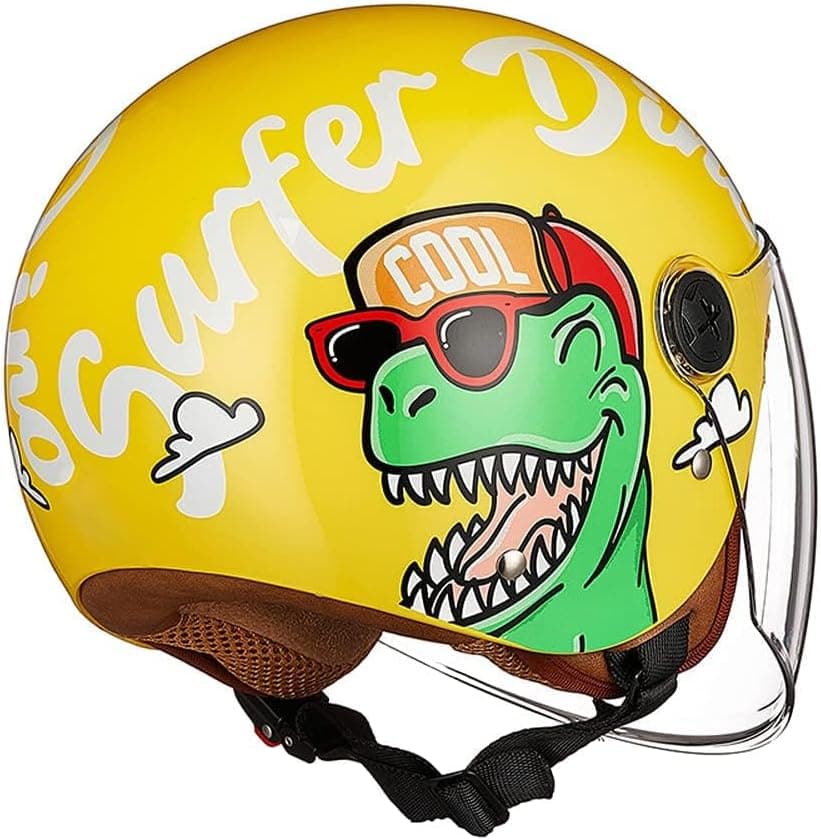 Kids Motorcycle Helmet, Jet Helmet with Visor, Scooter & Bike ATV, Quick-Release Buckle, Removable & Washable, 48-55cm