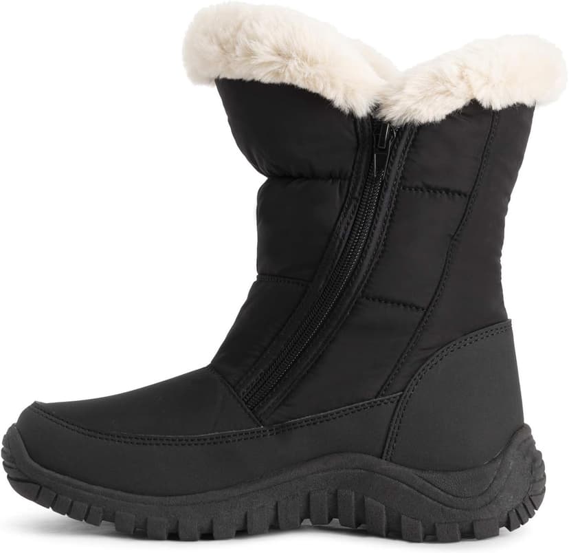 POLAR Womens Memory Foam Twin Zip Opening Pull On Nylon Waterproof Thick Faux Fur Lined Winter Rain Snow Boots