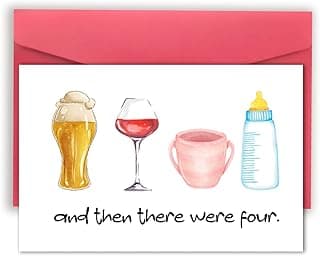 VvOoOvV Funny s for Boys Girls, Cute New Baby Card for New Mom Dad, Cute Baby Birthday Card for Friend, And Then There Were Four Card