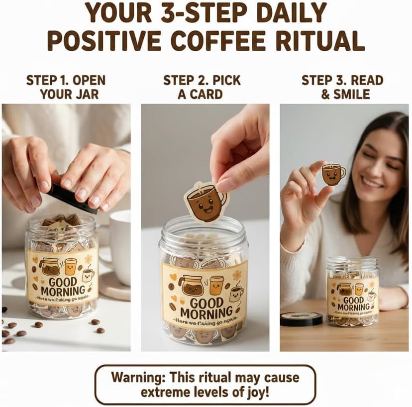 Positive Coffee Jar with 60 Affirmation Cards, Coffee Gifts For Women and Men, Dad, Mom, Coffee Themed Lover Gift, Emotional Support Latte, Cheer Up Funny Gag Gifts for Best Friends, Coworkers B0F6SGJJKC