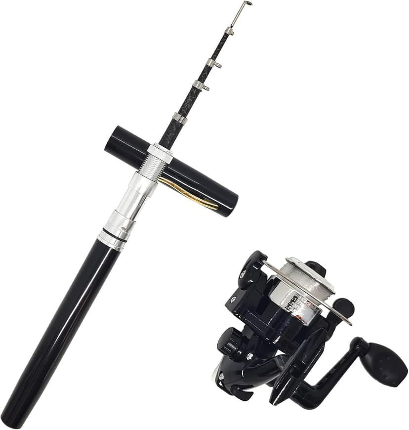 Portable Small Pen Fishing Rod Spinning Reel Combos, 38" 55" Compact Telescopic Fish Pole Kits for All Season Fishing in Rivers, Lakes, Ice, etc.