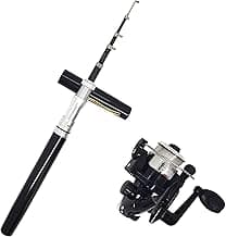 Portable Small Pen Fishing Rod Spinning Reel Combos, 38" 55" Compact Telescopic Fish Pole Kits for All Season Fishing in Rivers, Lakes, Ice, etc.