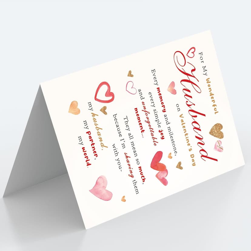 OJsensai Valentine’s Day Card for Wondful Husband, Valentines Decorations Gifts Ideas from Wife