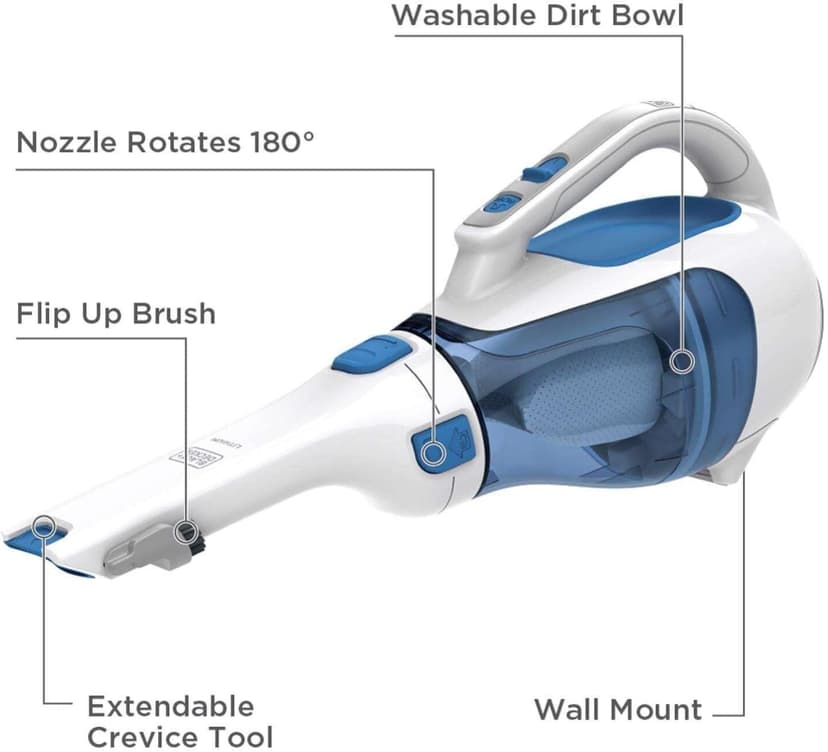 BLACK+DECKER dustbuster Handheld Vacuum, Cordless Car Vacuum Portable 12V, with Rotating and Extendable Nozzle (HHVI320JR02)