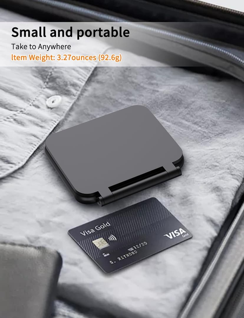 NOKLEAD Digital Travel Alarm Clock for Bedroom Office: Small LCD Desk Clock with Backlight Date Temperature Snooze 12/24H Weekend Mode and Mirror, Battery Powered Folding Bedside Clock for Adult Kids