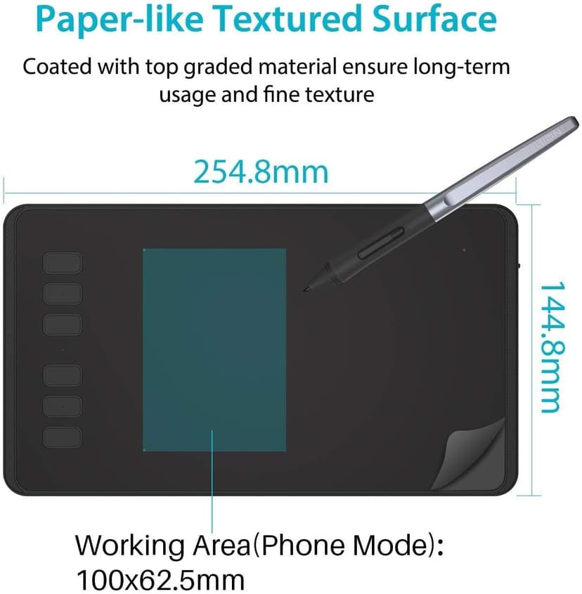 HUION Inspiroy H640P Drawing Tablet, 6x4 inch Digital Art with Battery-Free Stylus, 8192 Pen Pressure, 6 Hot Keys, Graphics Tablet for Drawing, Writing, Design, Teaching, Work with Mac, PC & Mobile