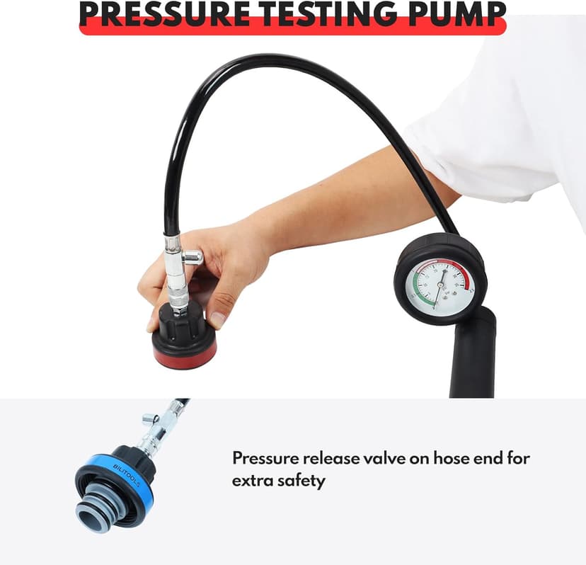 BILITOOLS Radiator Coolant Pressure Tester & Vacuum Refill Kit, 28-Piece Universal Cooling System Radiator Leak Tester & Refiller