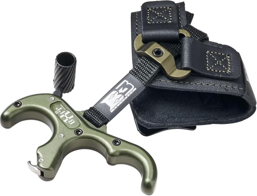B3 ARCHERY Exit Hunter Archery Compound Bow Hunting Equipment 3-Finger Stainless Steel Easy Attach Lock-and-Load Release Aid with Wrist Strap