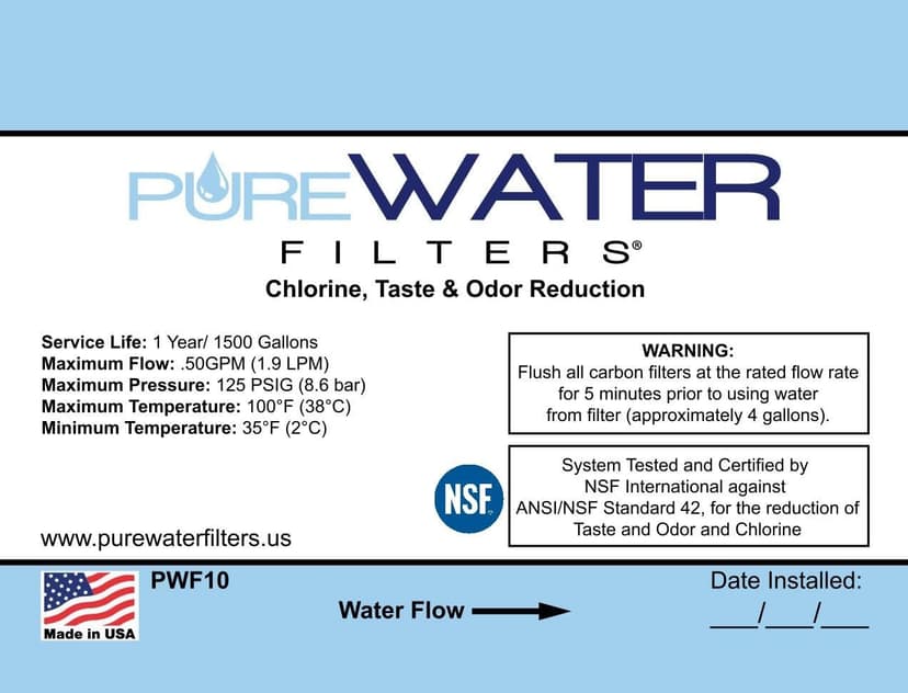 PureWater Filters Inline Water Filter Kit for Ice Maker with 1/4-Inch Direct Quick-Connect Fittings, Tubing and a T-Connector