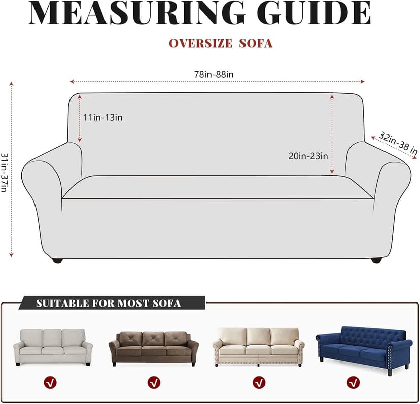 ANARACHON Sofa Cover, Couch Covers for Leather Couches, Stretch Sofa Covers with Leather-Like Texture, Washable, Non-Pilling, Non-Slip 1-Piece Couch Cover for Dogs, Cats and Kids (Sofa, Brown)