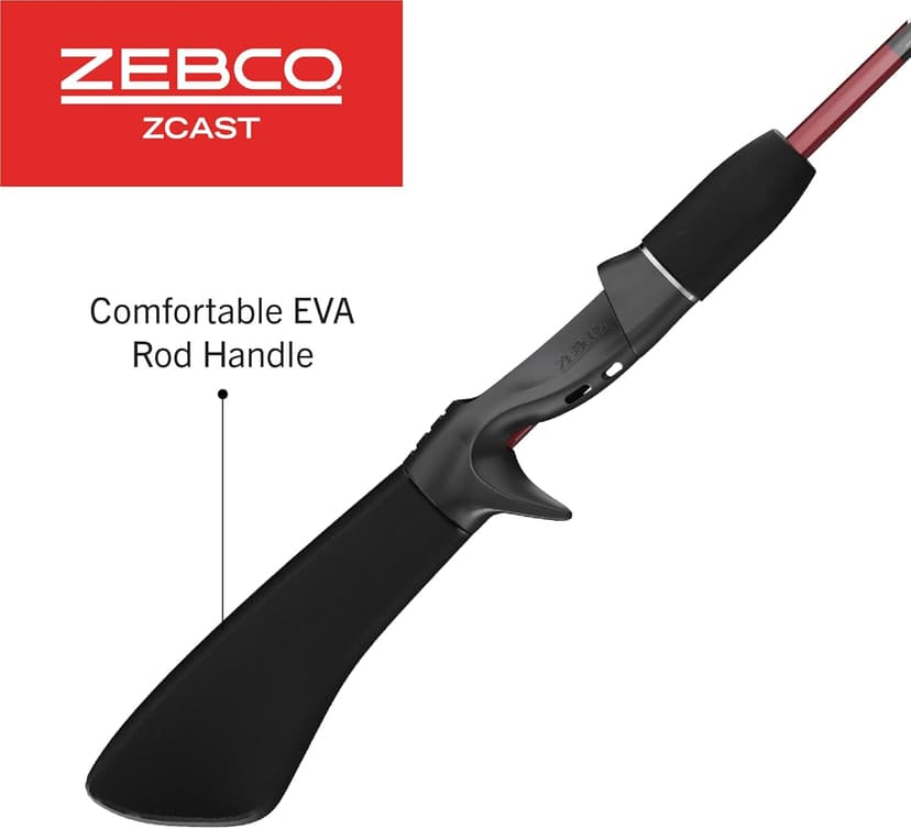 Zebco Z-Cast Casting Fishing Rod, 2-Piece Durable Z-Glass Fishing Pole, Comfortable EVA Rod Handle, Shock-Ring Guides