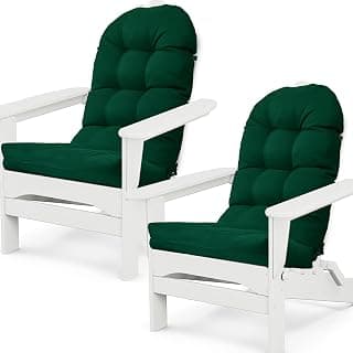 Adirondack Chair Cushions Set of 2, Waterproof Outdoor Seat Cushions for Patio Furniture, Thick Outdoor High Back Replacement Pads for Porch Lawn Wicker Chair, Rocking Chair Cushion, Emerald Green