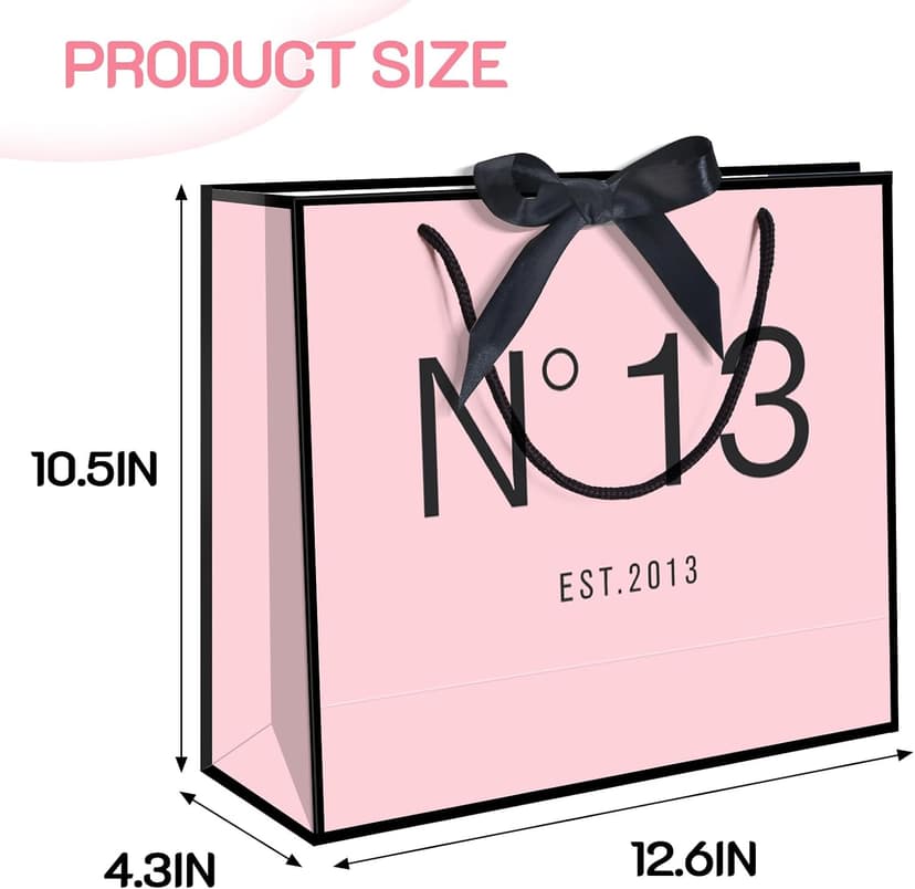 QLSKO 13" Birthday Gift Bag with Card Envelope Sticker Bow Ribbon and Tissue papers for Women Girls Design with Handles,13th-100th (EST.2013 13th, 13" W x 10.5" H x 4.3" D) B0F37Q16Q6