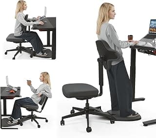 Newtral Standing Desk Chair, Standing Mate Chair for Sit-Stand, Ergonomic Leaning Perch Chair with Anti-Fatigue Mat, Standing Desk Stool, Horse Saddle Chair, Height Adjustable Home Office Posture Seat