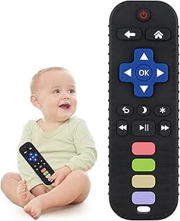 TV Remote Control Shape Teething Relief for Infants (Black) Chuya Baby Teether Toy Chew Toys for Babies 3-24 Months B0BYNDL3SW