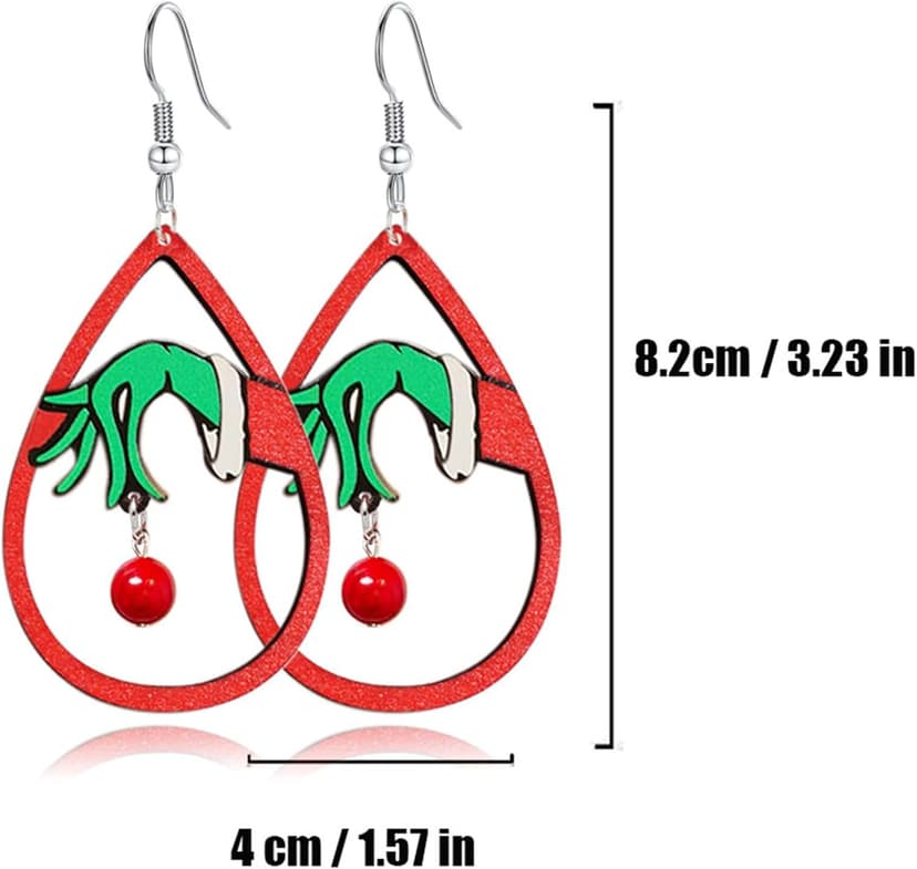 WCRAZYE Christmas Wood Earrings for Women Handmade Wooden Teardrop Dangle Earrings Christmas Xmas New Year Party Earrings Set Winter Holiday Jewelry Gift B0BNNNMHD4