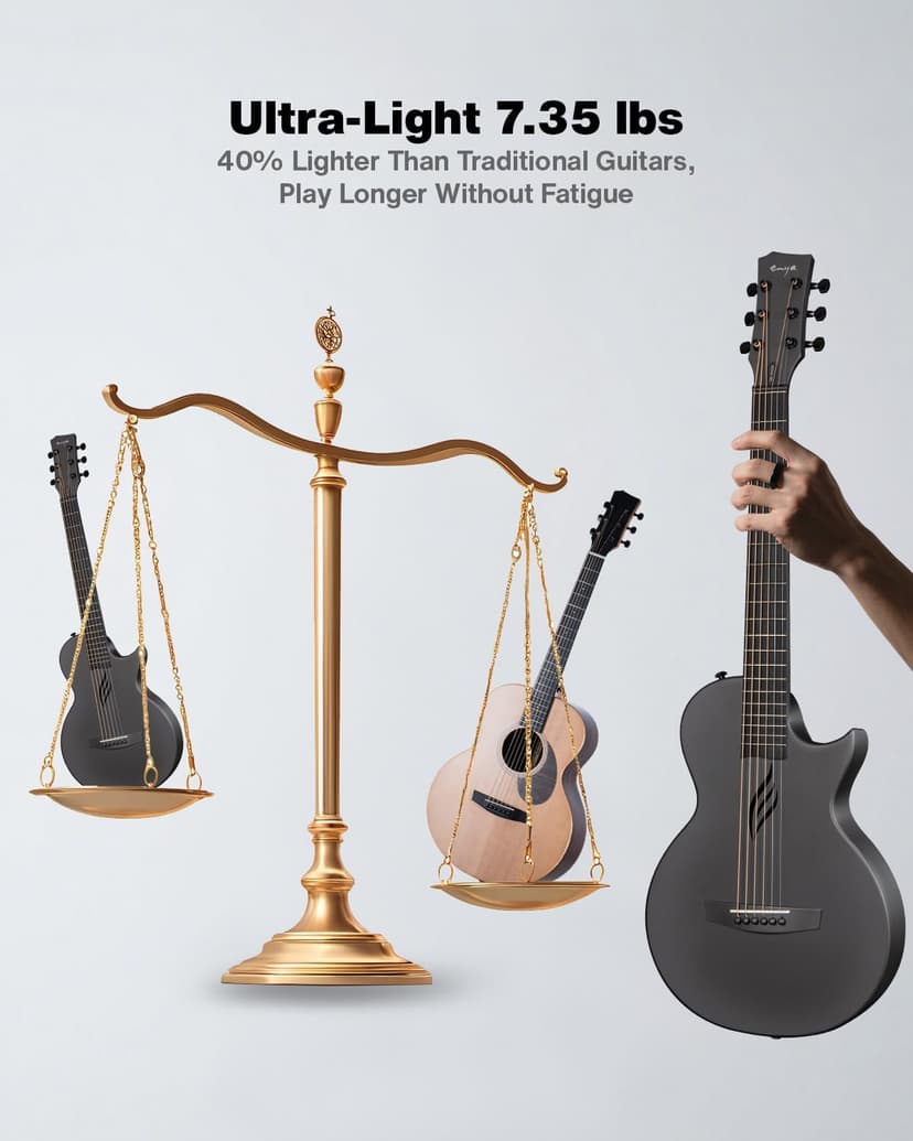 Enya Nova Go Carbon Fiber Travel Acoustic Guitar | 1/2 Size Lightweight Moisture-Proof Guitara | Adult & Beginner Portable Guitar with Gig Bag & Accessories (Black)