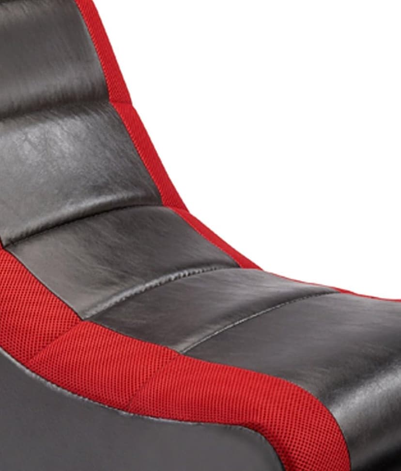 The Crew Furniture Classic Video Rocker Floor Gaming Chair, for Kids and Teens, PU Faux Leather & Polyester Mesh, Black/Red