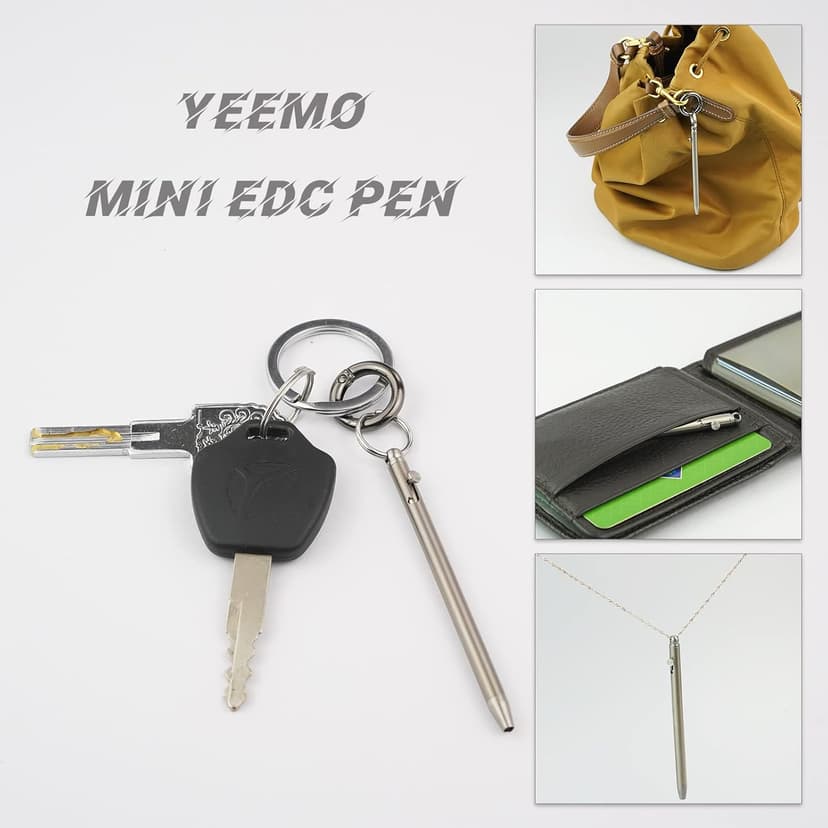 Mini Pen,Non-Toxic Titanium EDC Pen with Keychain, Compact and Stylish Small Pen(Only 82mm in Length and Comes with 2 Refill Cartridges)