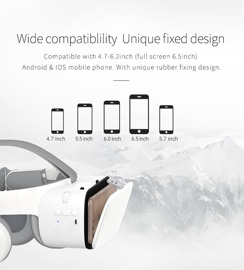VR Headset for Phone, Virtual Reality Glasses with Bluetooth Headphones for Adults and Kids Play 3D VR Games Movies (White VR Only)