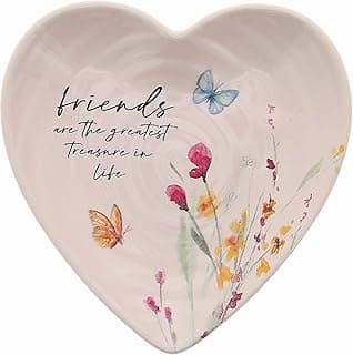 Pavilion Gift Company - Friend - Ceramic Heart-Shaped Keepsake Dish, Watercolor Floral Design, Valentines Day Gift For Girlfriend, Unique Gifts for Friend, Trinket Dish, Ring Holder, Jewelry Dish