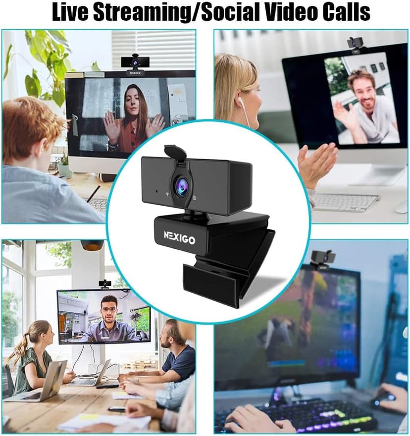 NexiGo N660 1080P Business Webcam, Dual Microphone & Privacy Cover, USB FHD Web Computer Camera, Plug and Play, for Zoom/Skype/Teams/Webex, Laptop MAC PC Desktop