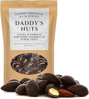 Daddy’s Nuts Gourmet Chocolate Almonds - Dark Cocoa Chocolate Nuts Kepperton - Funny Candy Gifts for Men Fathers Day, Birthdays, Christmas Stocking Fillers for Dads, Stepdad, Grandpa