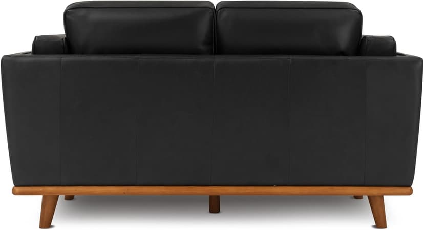 Valencia Artisan Full Leather Loveseat Sofa 66”| Pure Full Italian Nappa Leather Couch, Solid Wood Accent, Ultimate Comfort, Black