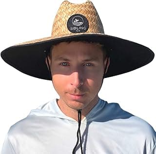 Sibling Co Straw Sun Hat for Men and Women Great for Fishing, Lifeguards, Beach, Summer and Gardening with Wide Brim for Sun Protection Natural