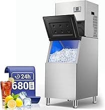 Commercial Ice Maker Machine, 680 LBS/24H with 560 LBS Storage, ETL Approval Industrial Ice Machine, 210 Ice Cubes in 5-15min, Self-Cleaning Stainless Steel Ice Maker for Business Restaurant Hotel