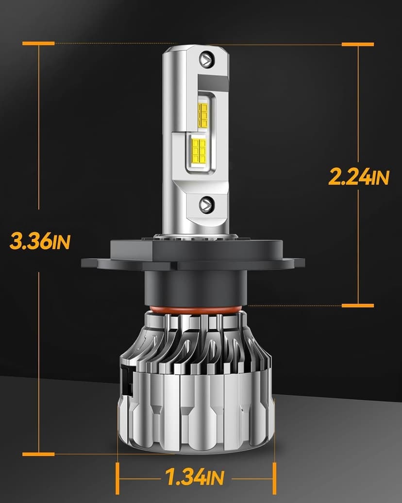 SEALIGHT 70000LM Super Bright H4 Bulbs, 6500K Cool White Fog Bulbs, 70000+ Hours Lifespan Powersport Bulbs with 15000RPM Cooling Fan, Plug-N-Play, Pack of 2