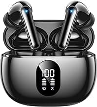 wyness Wireless Earbuds Bluetooth 5.3 Ear Buds, Hi-Fi Stereo Bass Ear Buds with 48H Playtime & LED Display, Lightweight in-Ear Headphones with Mic, IPX7 Waterproof, Touch Control for iPhone Black