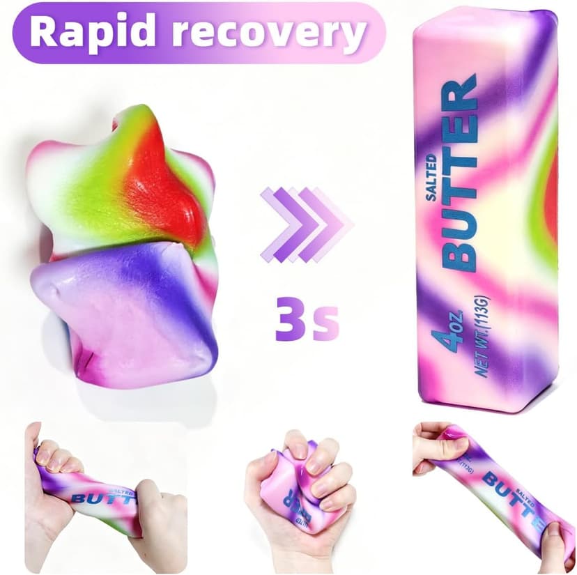 2 Pcs Rainbow Butter Squishy Stick , Super Soft Slow Rising Fidget Squeeze Toy, Colorful Sensory Stress Relief Desk Toy for Home, Office, Travel, Novelty Anxiety Relief Toy for Kids & Adults B0GYRGW65Q
