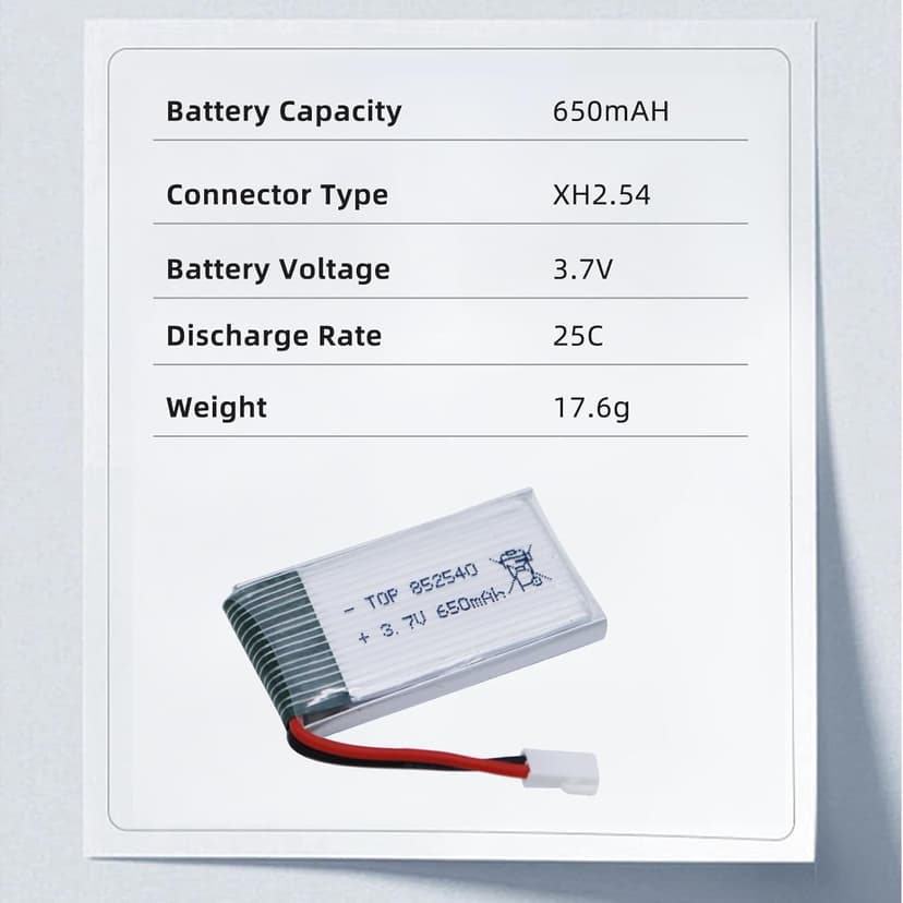 3.7v Drone Lipo Battery - 2 Pack 650mAh Rechargeable Batteries for SYMA X5 Serial UVA Quadcopter Drones XH2.54 Connector with 2 Chargers SYMA X5C X5SW X5SC WLtoys V252 XT Flyer
