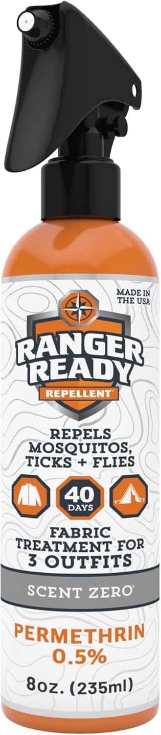 Ranger Ready Repellents 0.5% Permethrin Spray for Clothes and Outdoor Gear - Permethrin Insect & Tick Repellent - Scent Zero, 8 Fl Oz.