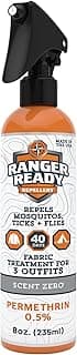 Ranger Ready Repellents 0.5% Permethrin Spray for Clothes and Outdoor Gear - Permethrin Insect & Tick Repellent - Scent Zero, 8 Fl Oz.