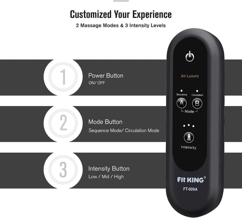 FIT KING Leg Massager for Circulation and Pain Relief, Air Compression Leg and Foot Massager to Relieve Pain Swelling Edema with 2 Size Extensions- Great Gift for Wife Mom and Friend